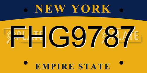 FHG9787 New York License Plate