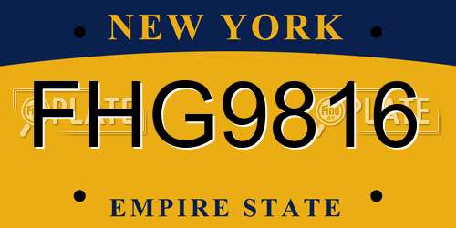 FHG9816 New York License Plate
