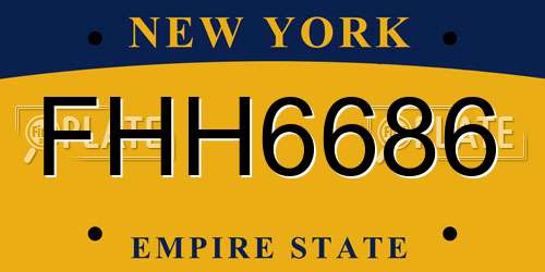 FHH6686 New York License Plate