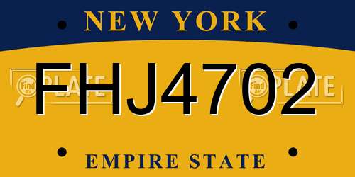 FHJ4702 New York License Plate