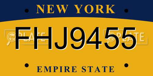 FHJ9455 New York License Plate