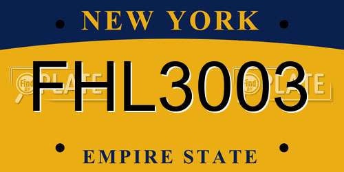 FHL3003 New York License Plate