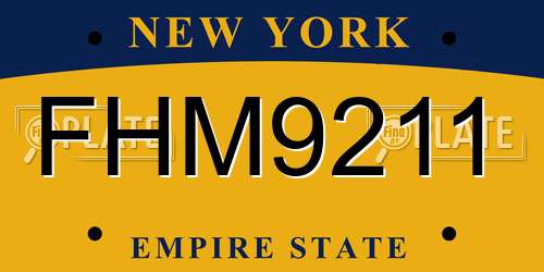 FHM9211 New York License Plate