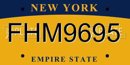 FHM9695 New York License Plate