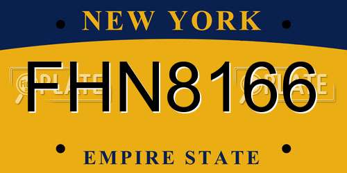 FHN8166 New York License Plate