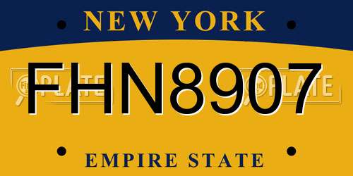 FHN8907 New York License Plate