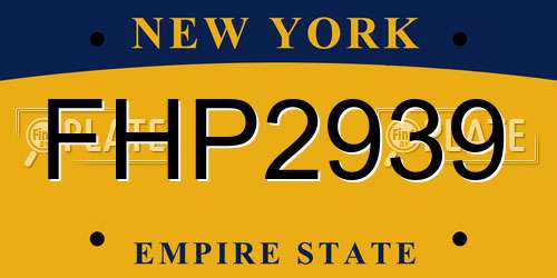 FHP2939 New York License Plate