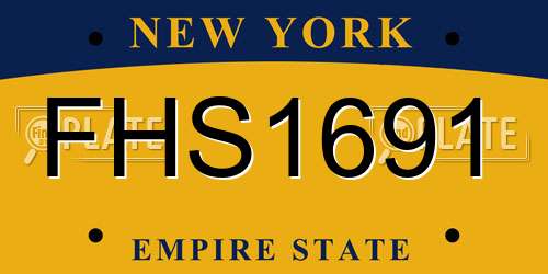 FHS1691 New York License Plate