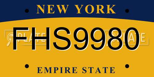 FHS9980 New York License Plate