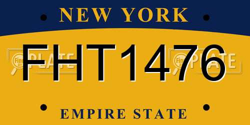 FHT1476 New York License Plate