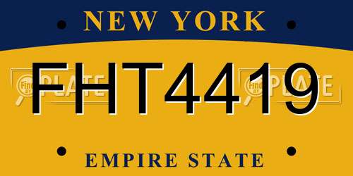FHT4419 New York License Plate