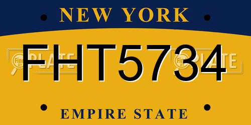 FHT5734 New York License Plate