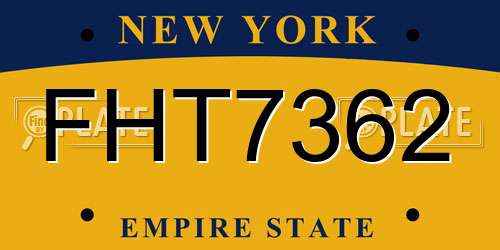 FHT7362 New York License Plate