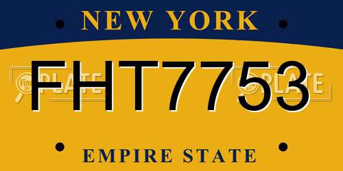 FHT7753 New York License Plate