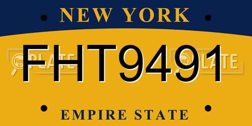 FHT9491 New York License Plate
