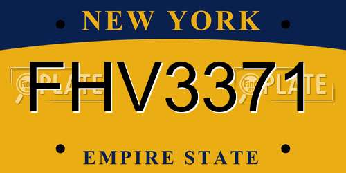 FHV3371 New York License Plate
