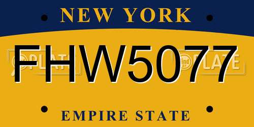 FHW5077 New York License Plate