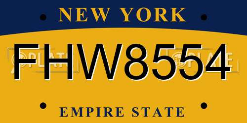 FHW8554 New York License Plate
