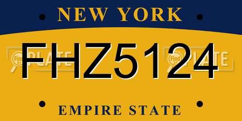 FHZ5124 New York License Plate