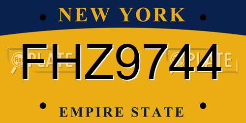 FHZ9744 New York License Plate