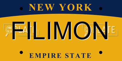 FILIMON New York License Plate
