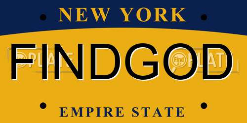 FINDGOD New York License Plate