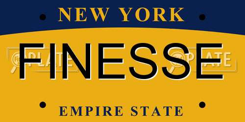 FINESSE New York License Plate