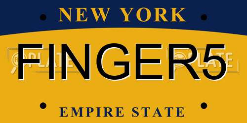 FINGER5 New York License Plate