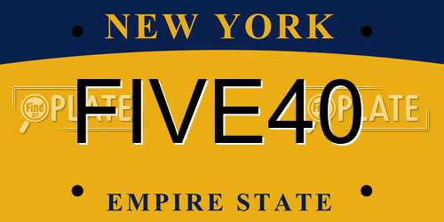 FIVE40 New York License Plate
