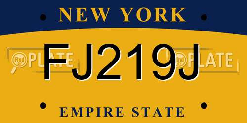 FJ219J New York License Plate