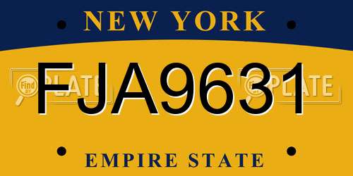 FJA9631 New York License Plate
