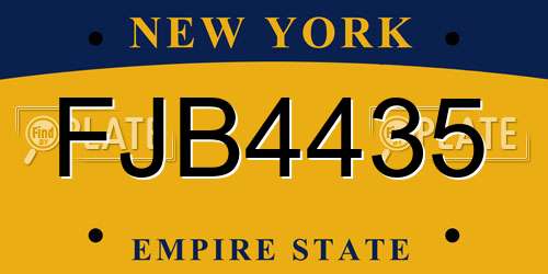 FJB4435 New York License Plate