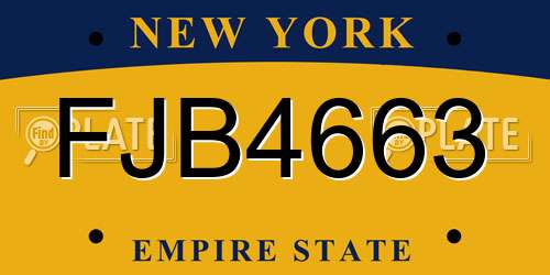 FJB4663 New York License Plate