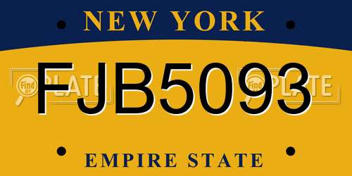 FJB5093 New York License Plate