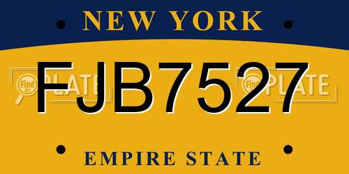 FJB7527 New York License Plate