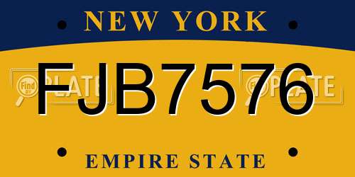 FJB7576 New York License Plate