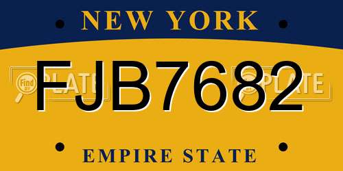 FJB7682 New York License Plate