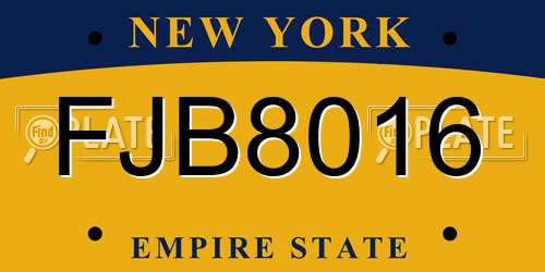 FJB8016 New York License Plate