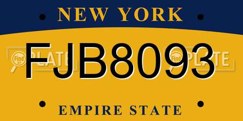 FJB8093 New York License Plate