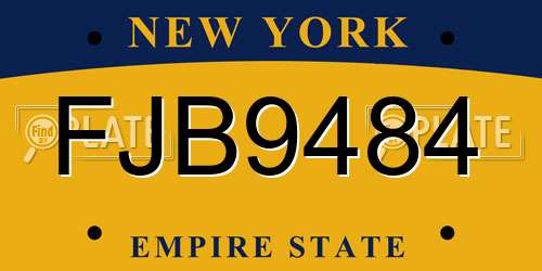 FJB9484 New York License Plate