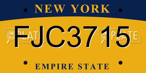 FJC3715 New York License Plate