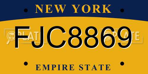 FJC8869 New York License Plate