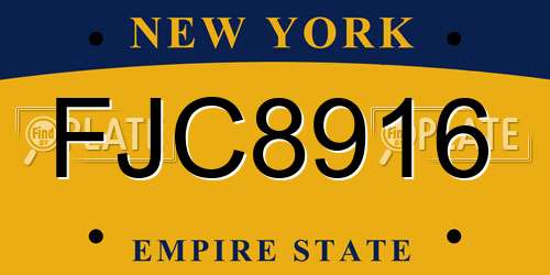 FJC8916 New York License Plate