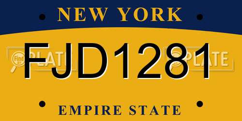 FJD1281 New York License Plate
