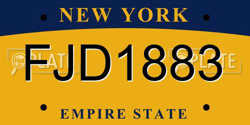 FJD1883 New York License Plate