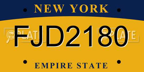 FJD2180 New York License Plate