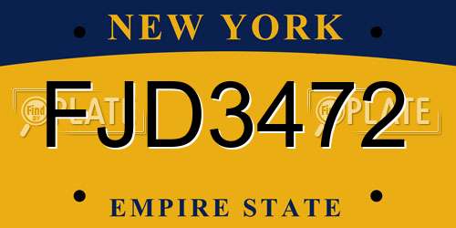 FJD3472 New York License Plate