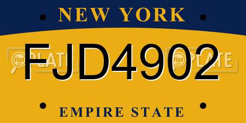 FJD4902 New York License Plate