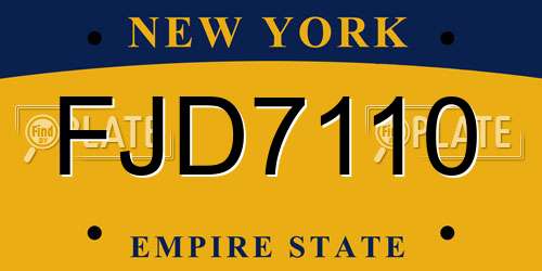 FJD7110 New York License Plate