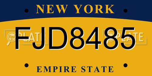 FJD8485 New York License Plate